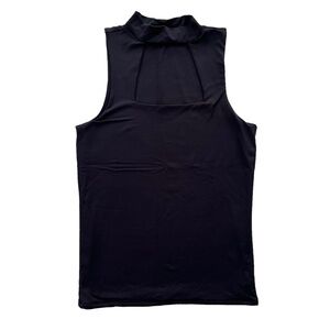 Red By BKE Women’s Sz Large Black Mock Neck Cutout Detail Nylon Stretch Tank Top